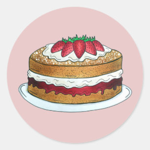 Victoria Sandwich Sponge Cake UK British Pastry Classic Round Sticker
