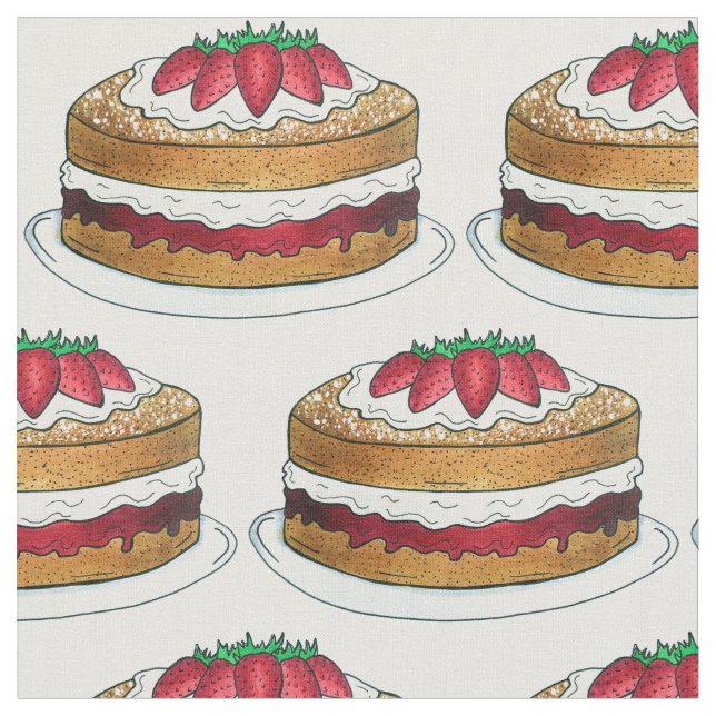 Victoria Sponge Cake British Food Baking Dessert Fabric (Close Up)