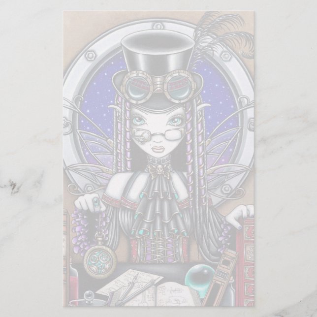 "Victoria" Steam Punk Faerie Art Stationery (Front)