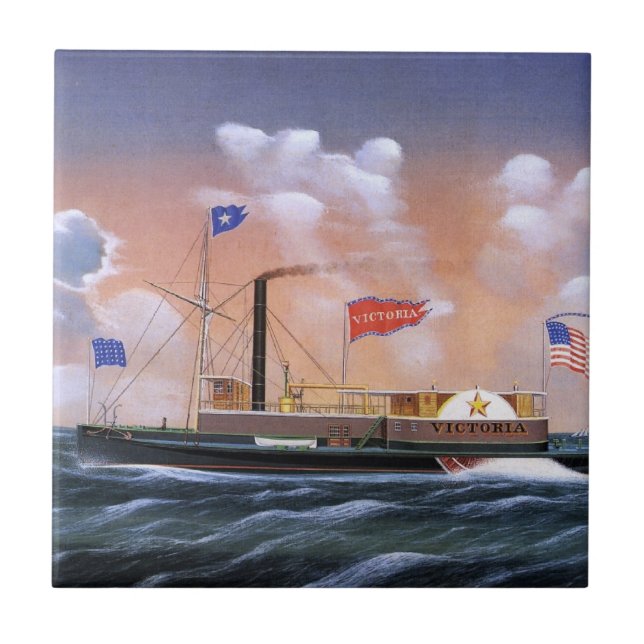 Victoria steam tug 1859 ceramic tile (Front)