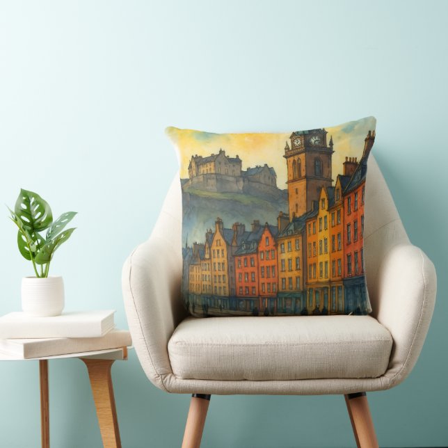 Victoria Street Edinburgh – Scotland Old Town Throw Pillow (Chair)
