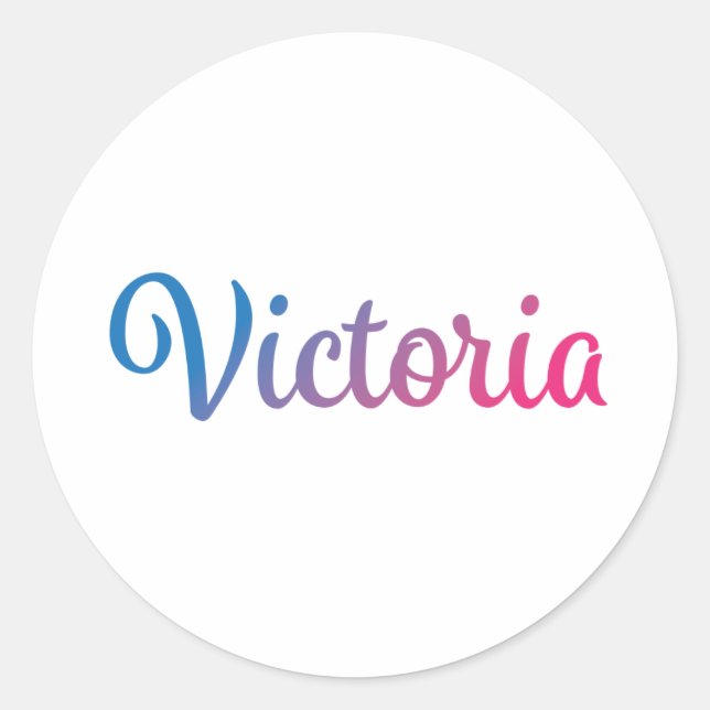 Victoria Stylish Cursive Classic Round Sticker (Front)