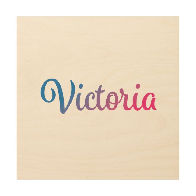 Victoria Stylish Cursive Wood Wall Decor (Front)