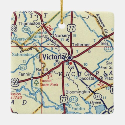 Victoria TX Vintage Map Ceramic Ornament