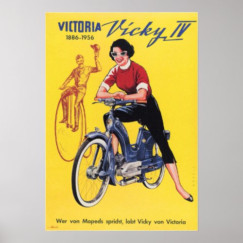 VICTORIA VICKY Vintage Motorcycle Poster Ad