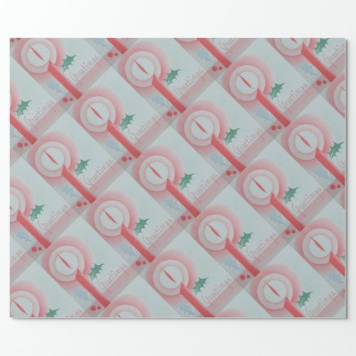 Victorian 1940s Vintage Candle X_mas Wrapping Paper