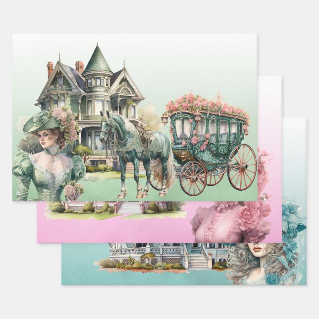 Victorian 3 piece gift wrap set (Set)