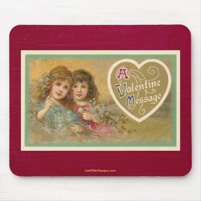 Victorian A Valentine Message 2 Girls Mouse Pad (Front)