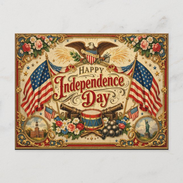 Victorian Americana Independence Day Holiday Postcard (Front)