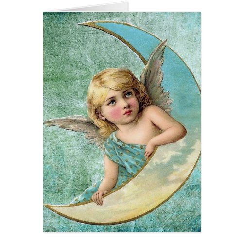 Victorian Angel and Moon Vintage Illustration