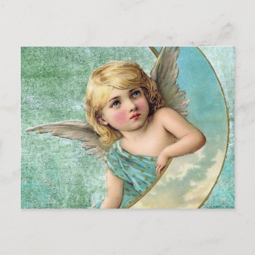 Victorian Angel and Moon Vintage Illustration Postcard