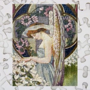 Victorian Angel and Vintage Easter Lily Flowers Jigsaw Puzzle