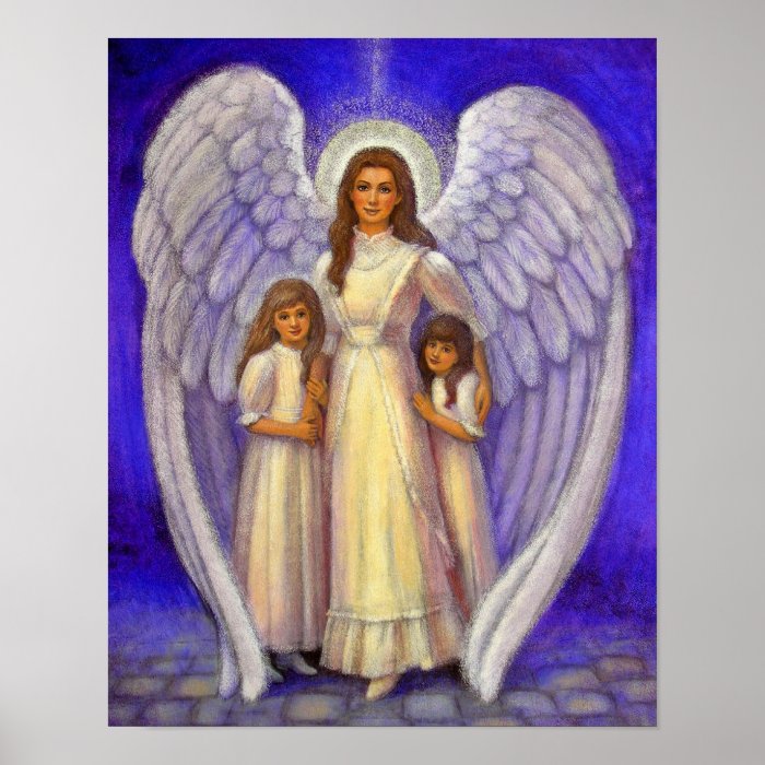 Victorian angel art poster girls children guardian