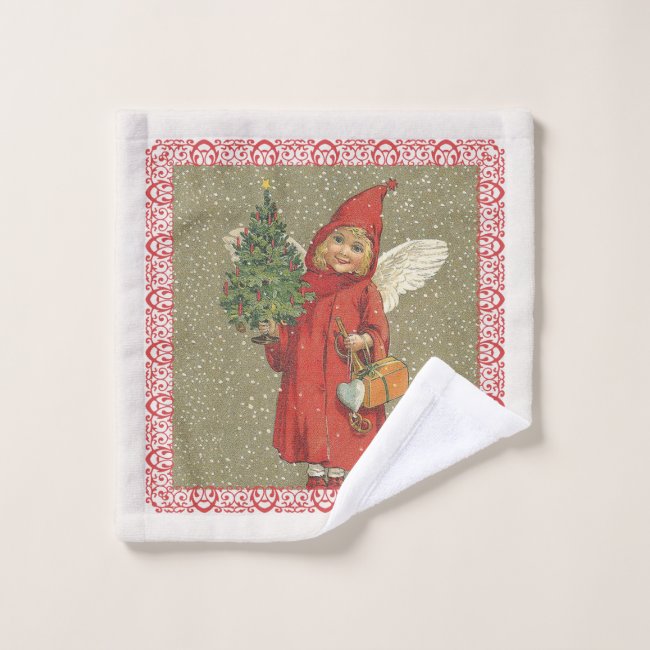 Victorian Angel Red Cape Christmas Tree Snow