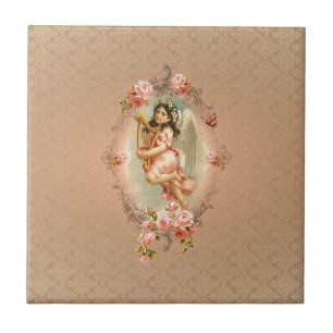Victorian Angel rose baroque vintage floral Tile