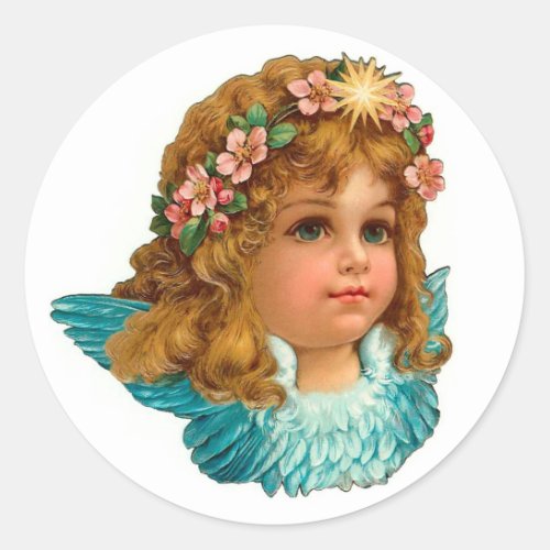 Victorian Angel Vintage Floral Easter Classic Round Sticker