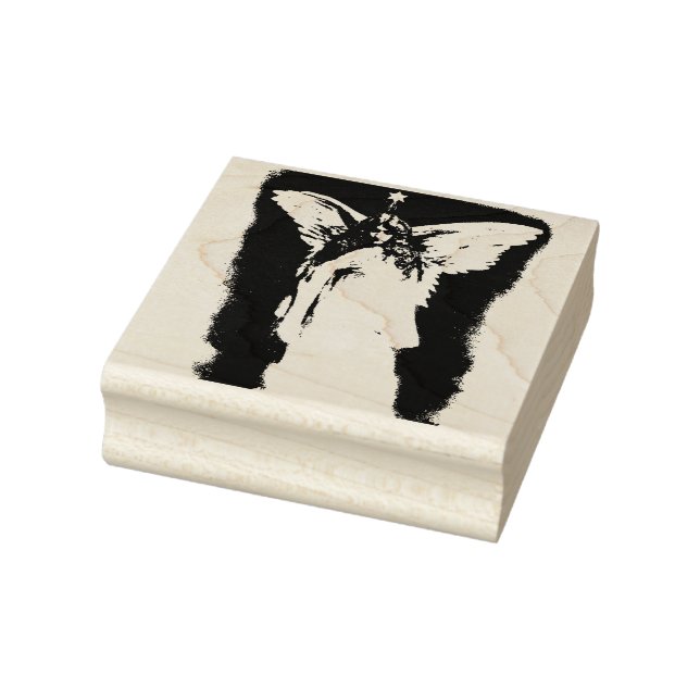 Victorian Angel with wings & Star, Beautiful Woman Rubber Stamp (Stamp)