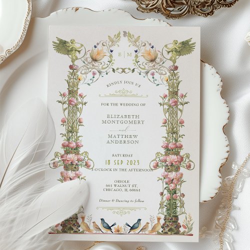 Victorian Angelic Garden Floral Wedding Invitation