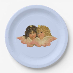 Victorian Angels Baby Blue Paper Plates