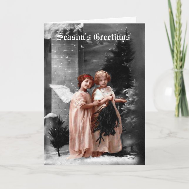 Victorian Angels Christmas Card, circa 1900 Holiday Card (Front)
