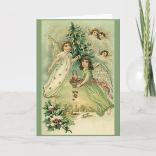 Victorian Angels Christmas Greeting Card