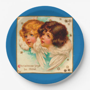 Victorian angels Christmas Joys Be Thine Paper Plates