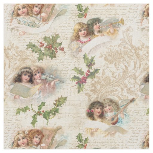 Victorian Angels w/Music, Script & Holly Fabric