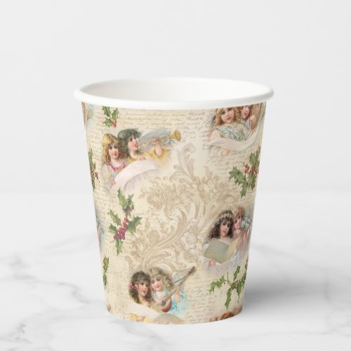 Victorian Angels wMusic Script  Holly Paper Cups