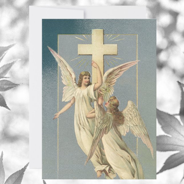 Victorian Angels with a Cross, Vintage Easter Holiday Card (Creator Uploaded)