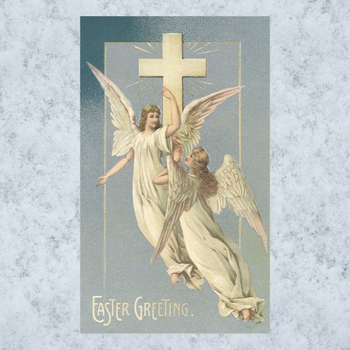 Victorian Angels with a Cross Vintage Easter Rectangular Sticker