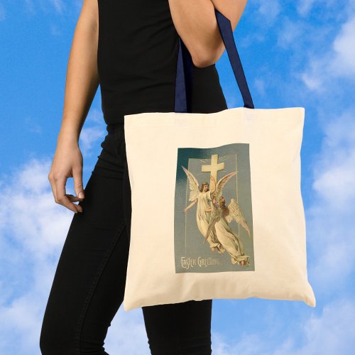 Victorian Angels with a Cross Vintage Easter Tote Bag