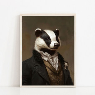 Victorian Animal Print, Royal Badger Vintage Portr Poster
