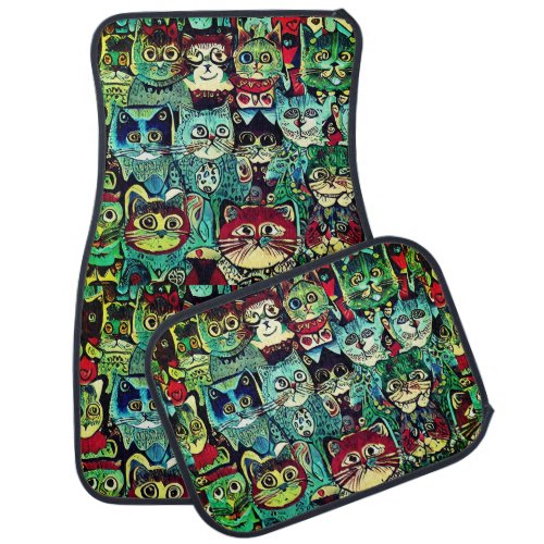 Victorian Anthropomorphic Cats In Earthy Colors Car Floor Mat