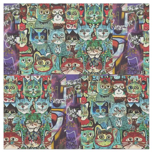 Victorian Anthropomorphic Cats In Earthy Colors Fabric