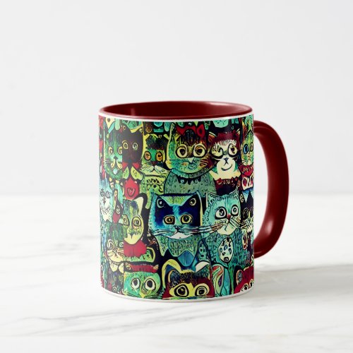 Victorian Anthropomorphic Cats In Earthy Colors Mug