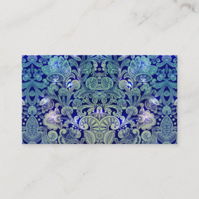 Victorian Arabesque, ALAMEDA - Navy & Sea Green Business Card (Front)