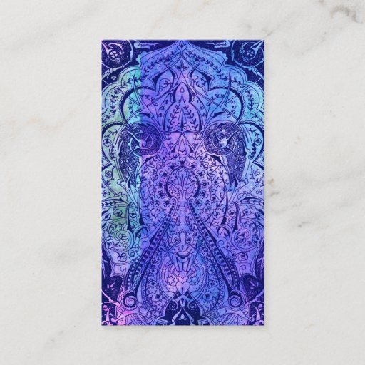 Customizable Victorian Arabesque, KASBAH - Navy & Cyan Business Card