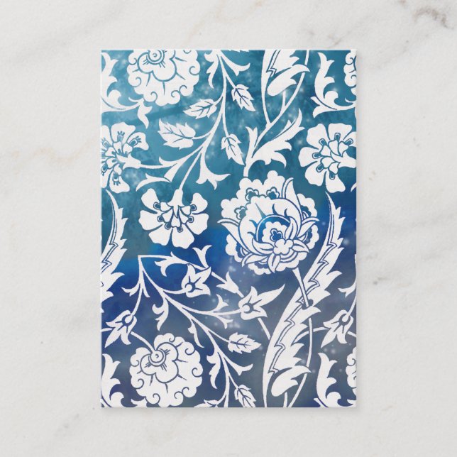 Victorian Arabesque, LADY CIARA - Blue & White Business Card (Front)