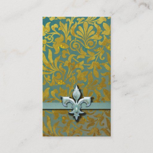 Customizable Victorian Arabesque, NOBLESSE - Aqua & Gold Business Cards