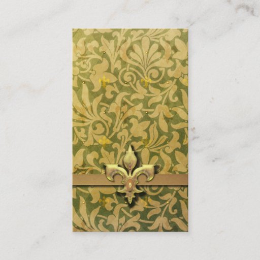 Customizable Victorian Arabesque, NOBLESSE - Gold &amp; Green Business Card Templates