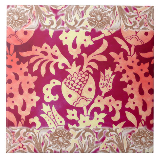 Victorian Arabesque, POMEGRANATE NOUVEAU Tile (Front)
