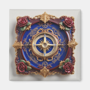Victorian Art Sundial Clock Geometric Colorful Magnet