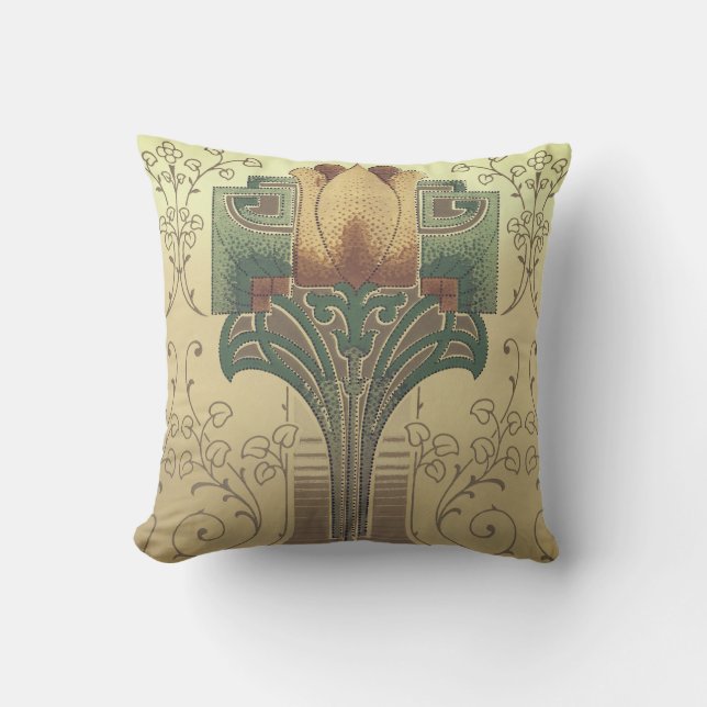 Victorian arts and crafts flower throw pillow (Front)