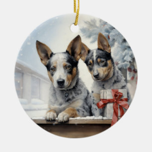 Victorian Australian Cattle Dog Christmas Ceramic Ornament