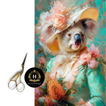 Victorian Australian Lady Koala Decoupage