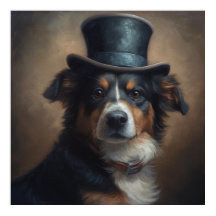 Victorian Australian Shepherd Dog Top Hat Art