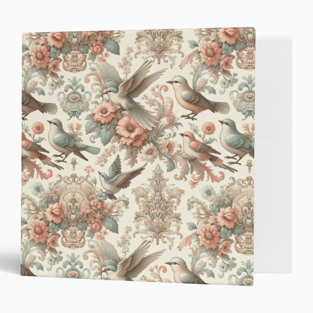 Victorian Aviary: A Pastel Garden 3 Ring Binder (Front/Inside)
