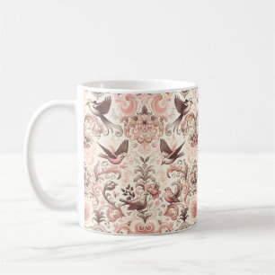 Victorian Aviary: A Pastel Pink Garden Coffee Mug
