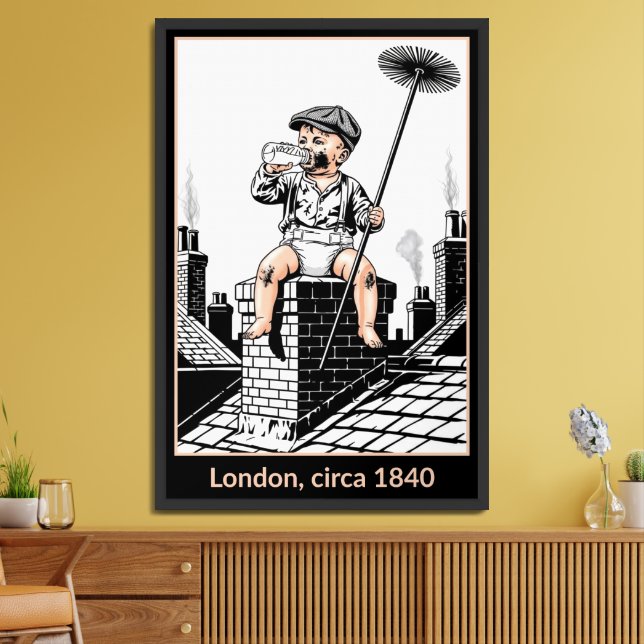 Victorian Baby Chimney Sweep. Funny Baby Framed Art (Living Room)