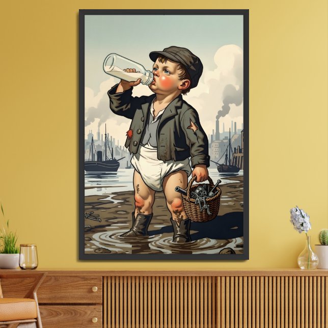 Victorian Baby Framed Art Funny Mudlark Theme (Living Room)